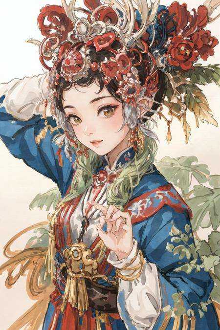 masterpiece,best best quality,sunset light,handsome (1girl) ,ponytail,chinese style archer,(Begonia flower),((beautyfull intricacy clothing)), ((decorative pattern details)),short sleeves,boots,handsome,serious,  outdoors, wild,standing, long hair,looking at viewer,short hair, full body, mid shot