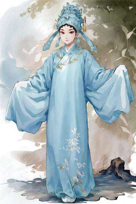 xiaosheng,1boy,green chinese cloth, beauty,  (trees:0.5), (flowers:0.6) ,(birds:0.2), (bamboo0.1), lakes, Hangzhou,look looking at viewer,