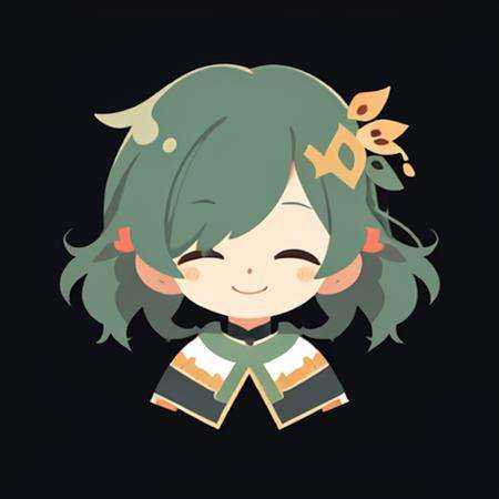 flat avatar, 1girl, solo, smile, hair ornament,simple background,