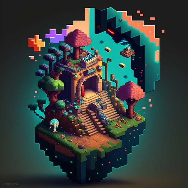 an image of a pixel art scene with a video game on Tensor.Art