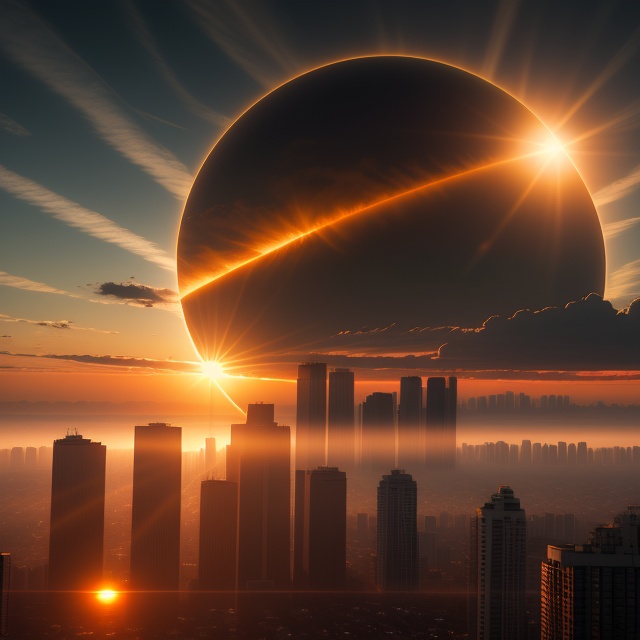 photo of an image of the sun rising over a city on Tensor.Art