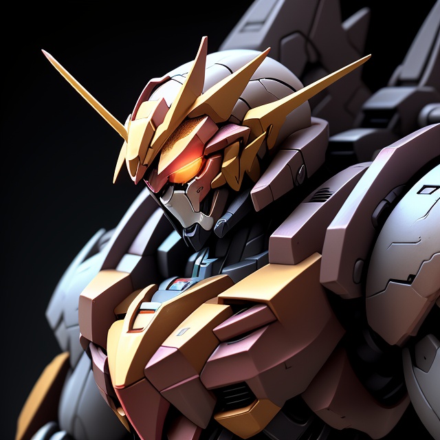 DimensionGundam style,  a close up of a robot with a black background on Tensor.Art