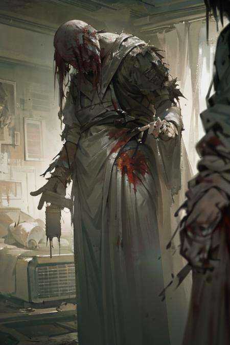 In a broken hospital,gloomy,blood,dark,<lora:gloomy-v1:0.8>,masterpiece,best quality,HDR.UHD.4K,8K,64K,Highly detailed,ultra-finepainting,extreme detail description,Professional,<lora:concept-v1:0.3>,sutu,