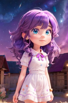  masterpiece, best quality, illustration, stars in the eyes,dishevelled hair,Starry sky adorns hair,1 girl,sparkling anime eyes,beautiful detailed eyes, beautiful detailed stars,blighting stars,emerging dark purple across with white hair,multicolored hair,beautiful detailed eyes,beautiful detailed sky, beautiful detailed water, cinematic lighting, dramatic angle,