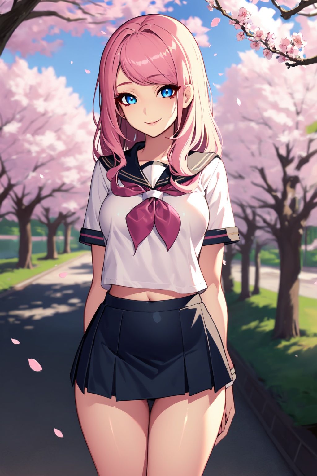 schoolgirl,  pink hair,  small breasts on Tensor.Art