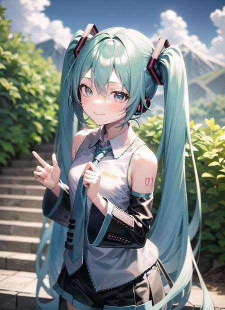 mikudef,  upper body,  smile on Tensor.Art