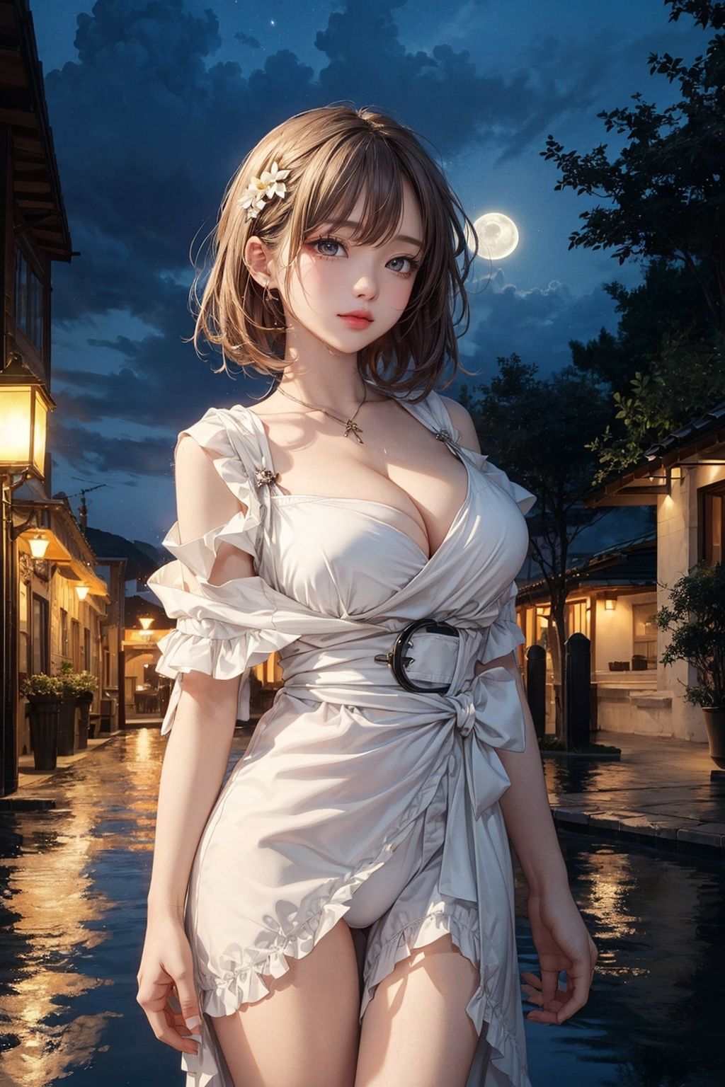 1girl,  breast,  moon on Tensor.Art