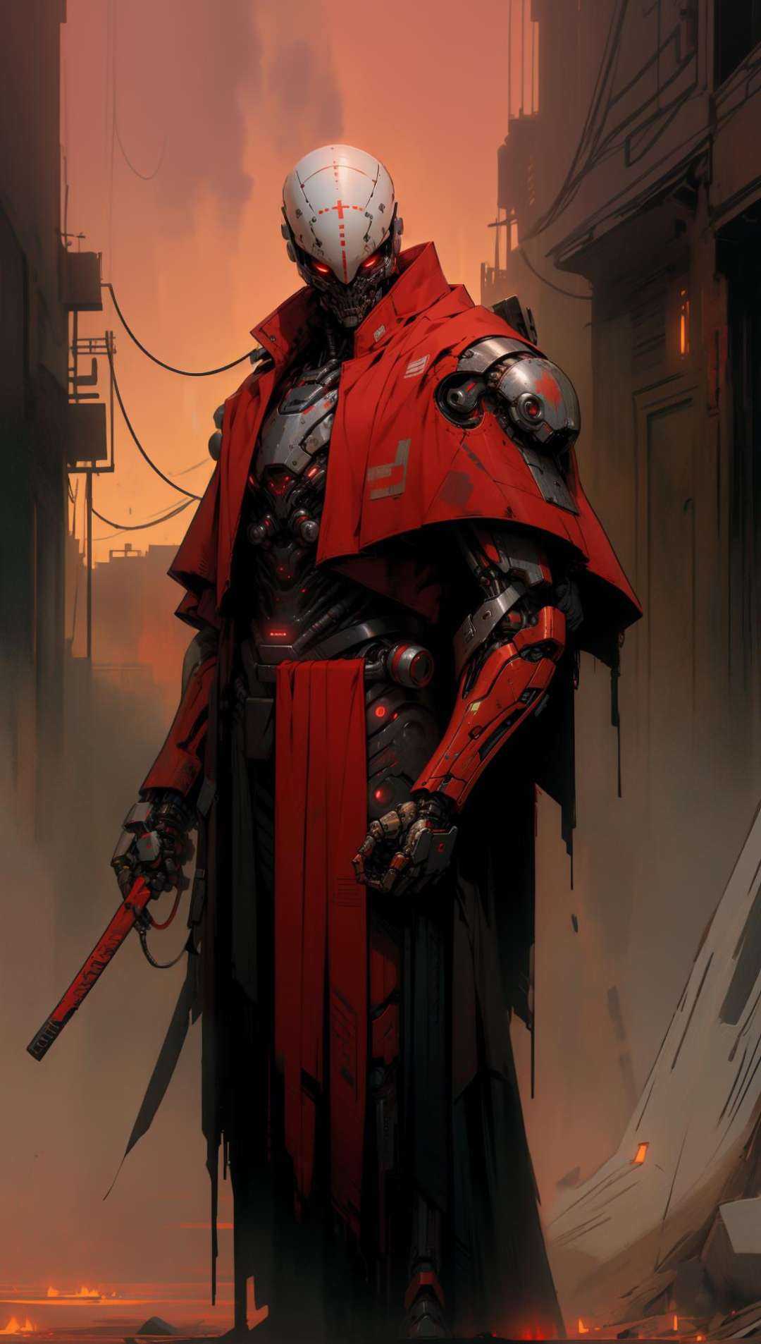 derpd,  lethal cyborg assassin wearing robes armor,  danger on Tensor.Art