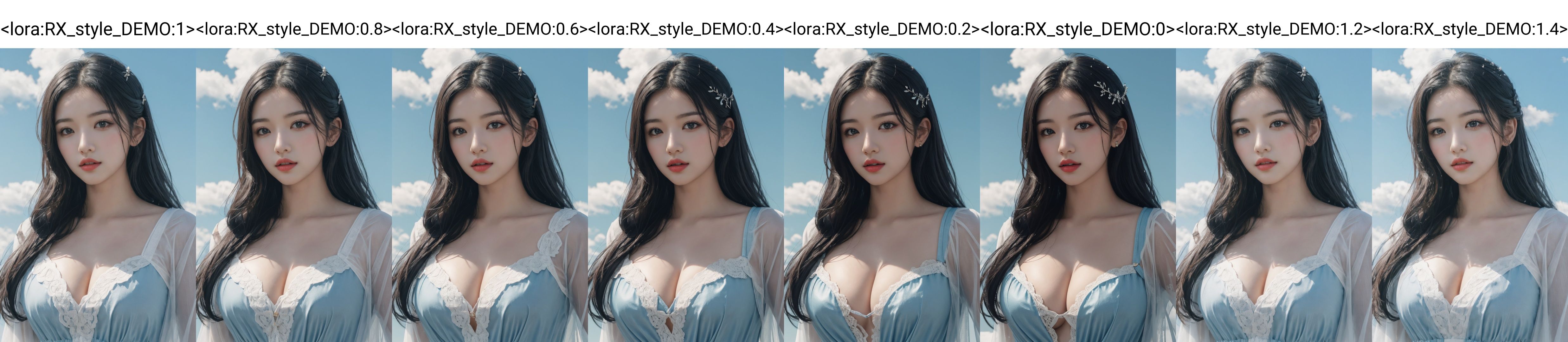 {{masterpiece}},{{{best quality}}},{{ultra-detailed}},{{illustration}},{{disheveled hair}},depth of field (dof),Chest Shot(MCU),Mid shot,Split Lighting,1 girl,(soft blending:1.2),fluid colors,dreamy washes,fantasy,dream world:1.8,Fantasy Style,<lora:KCW_V6:0.65>,<lora:RX_style_DEMO:1>,blue sky,snow white clouds,