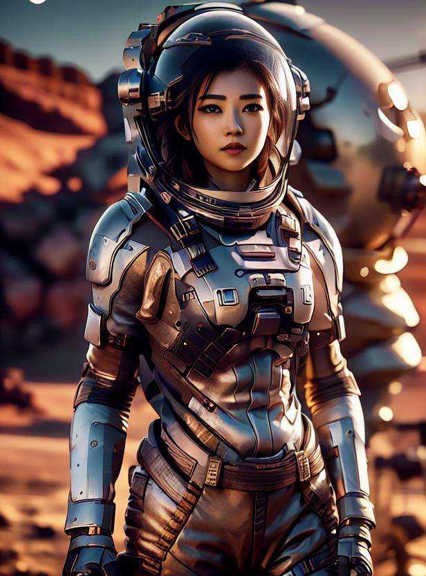 masterpiece,(best quality:1.3),ultra high res,raw photo,detailed skin,beautiful lighting,(realistic, photo-realistic:1.4),1girl,<lora:firmamentV1.1:0.8>,space_helmet,solo,<lora:tifa:0.8>,firmament,White face,Night,Moon,Neon Light,Silver Space Suit,full body,<lora:机甲少女:0.7>,