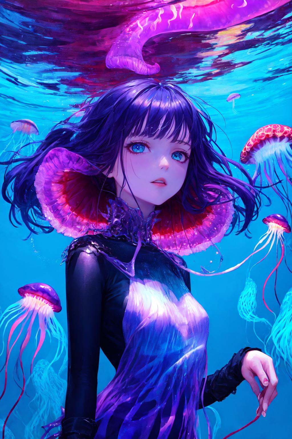 Polychrome,  no humans,  jellyfish on Tensor.Art