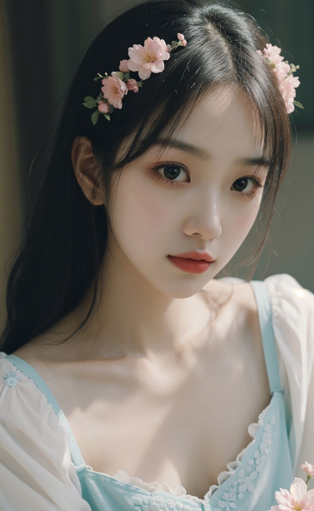 1girl,  Floral motifs,  luminous skin on Tensor.Art