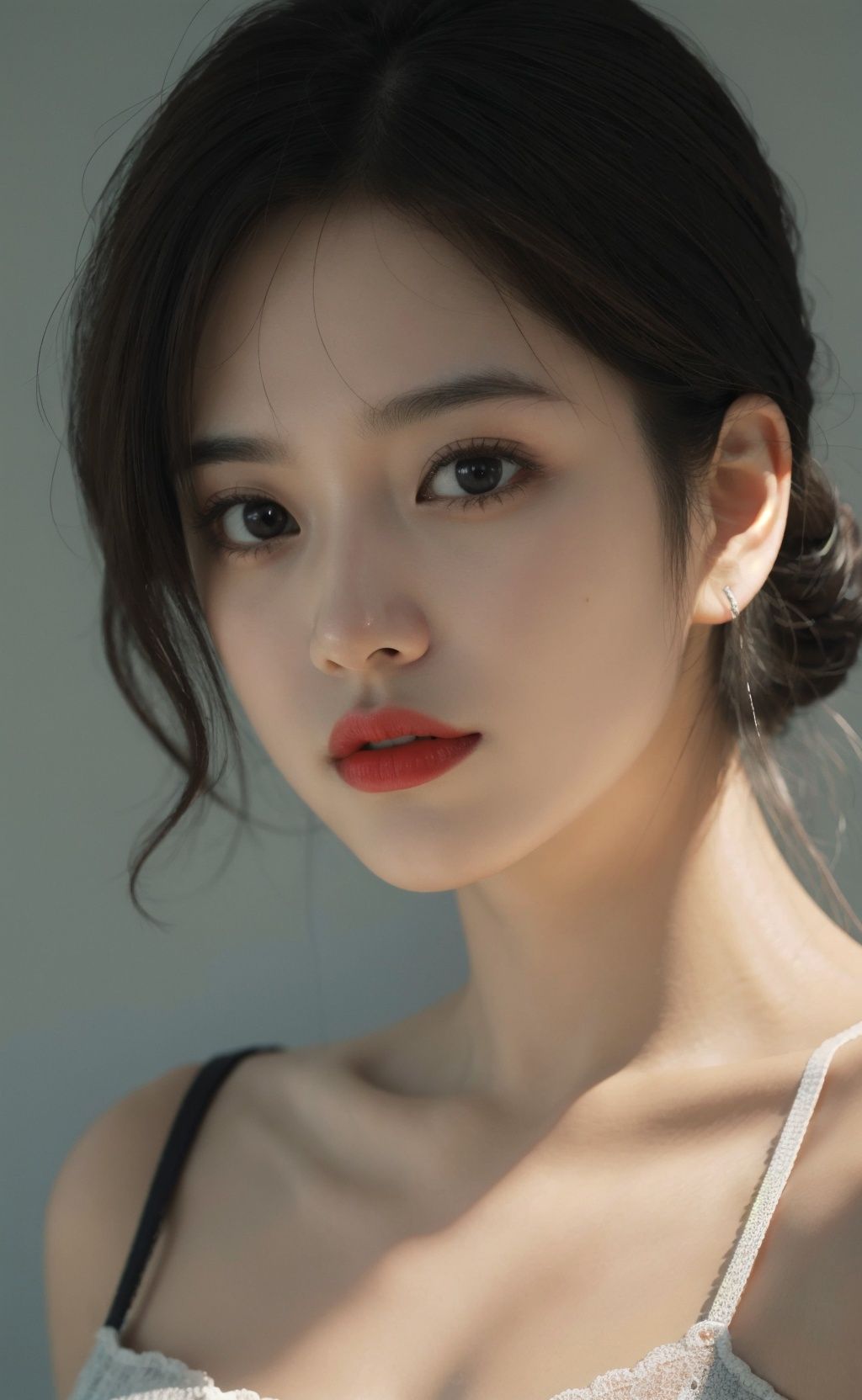 The model's bust is composed entirely of pieces of multi-colored hard candy stacked together. Her facial features are styl...