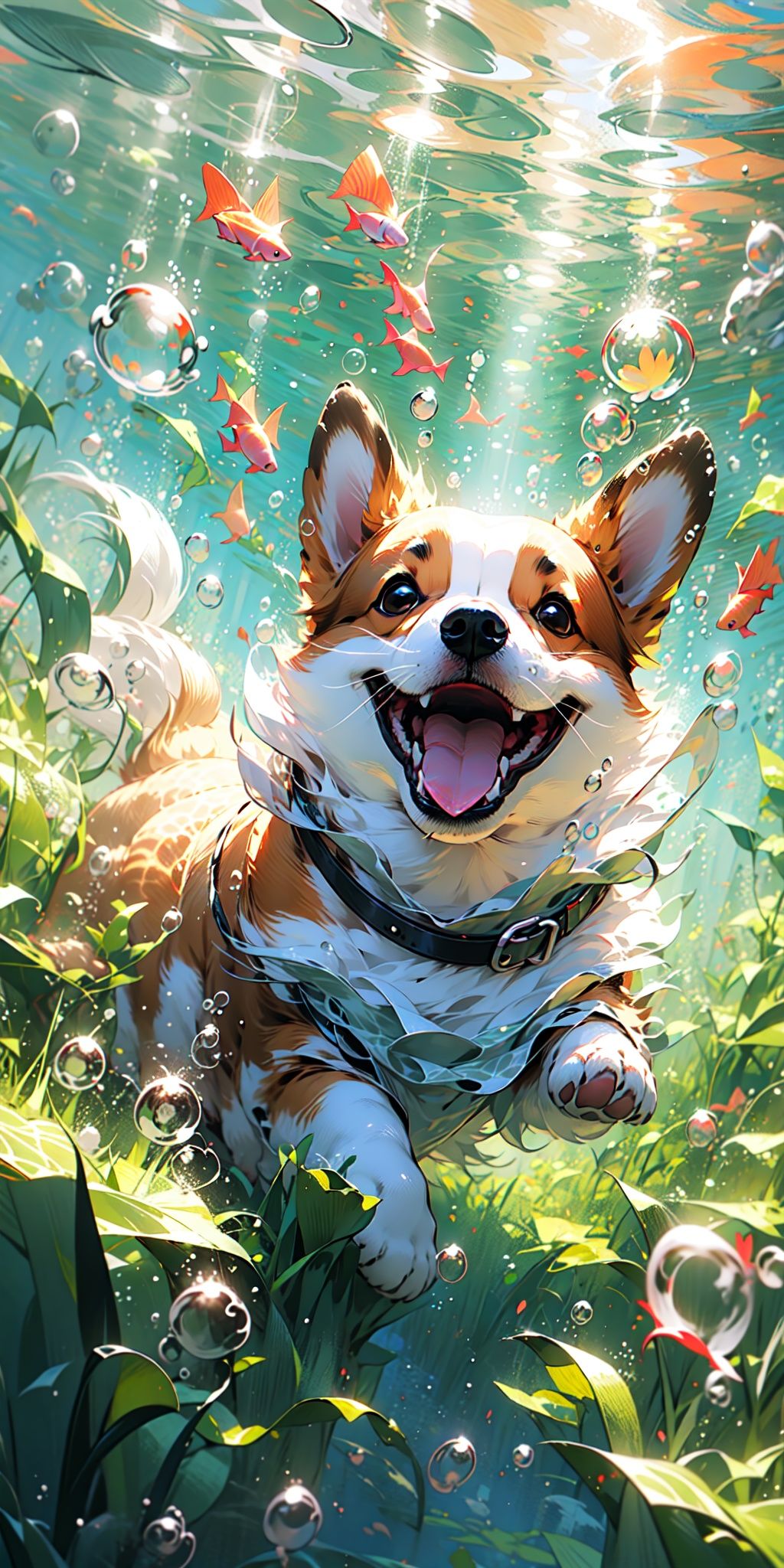 a dog,corgi,water under,Bubble,HD screen,MG keji,,shuixia,MG keji, <lora:EMS-5749-EMS:1>, <lora:EMS-3037-EMS:0.5>