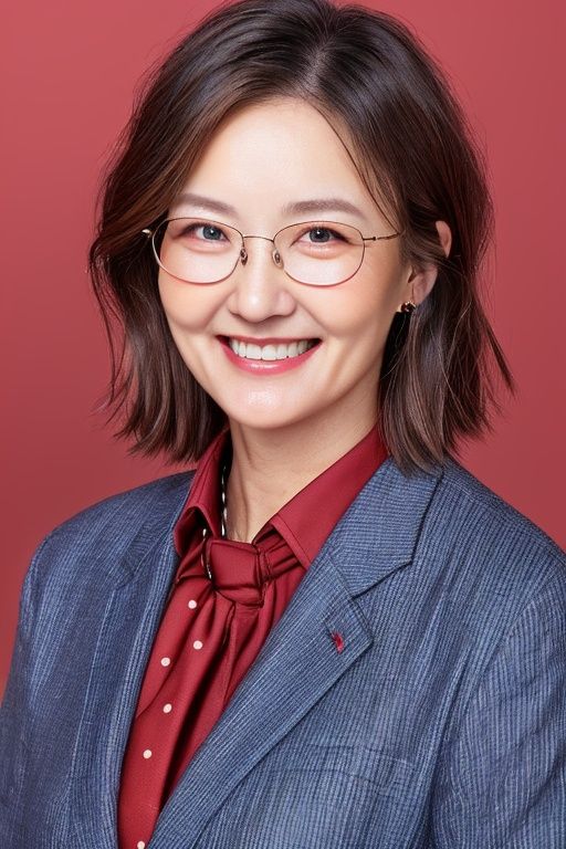 ID photo, (an old man: 1.5), solo, upper body, a short-haired old man in a suit, glasses, (long beard: 1.5), red tie. She smiles at the camera, (red solid background: 1.5), blue_IDphoto,blue_IDphoto