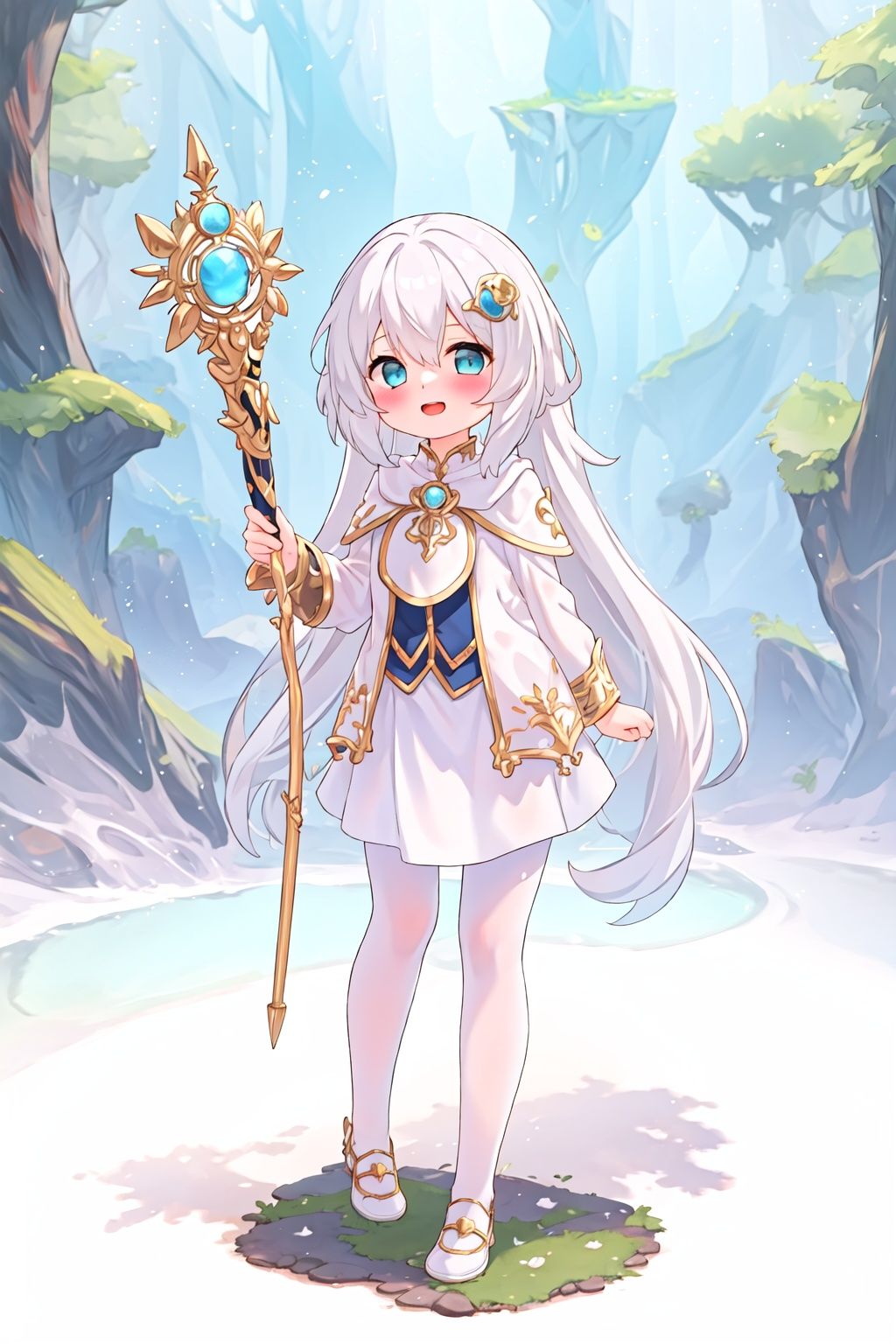 masterpiece,high quality,1girl,(solo:1.2),open mouth,happy,standing,looking at viewer,long hair,(white pantyhose:1.2),full body,adventurer,magic girl,magic ring,magic wand,, <lora:EMS-5265-EMS:1>