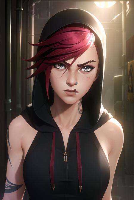 arcane style,  1girl,  hoodie on Tensor.Art