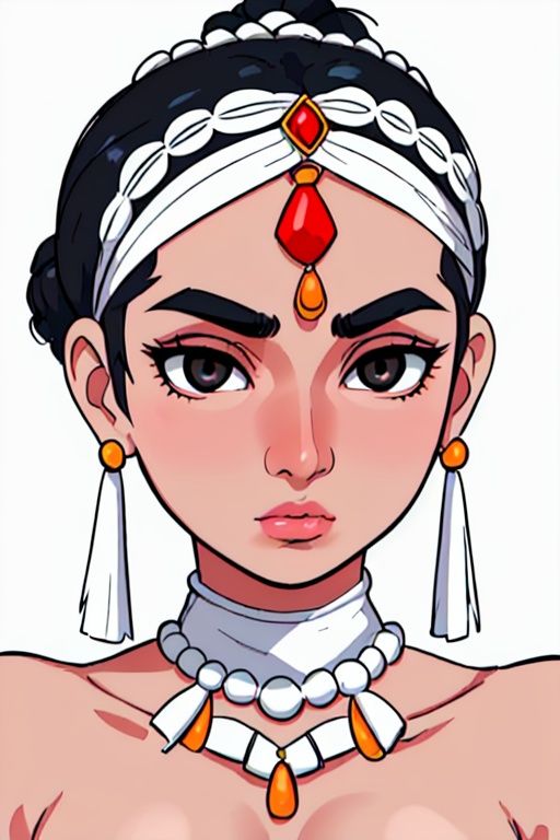 extreme close-up portrait,  cute Indian woman,  😐 neutral and a stoic expression on Tensor.Art
