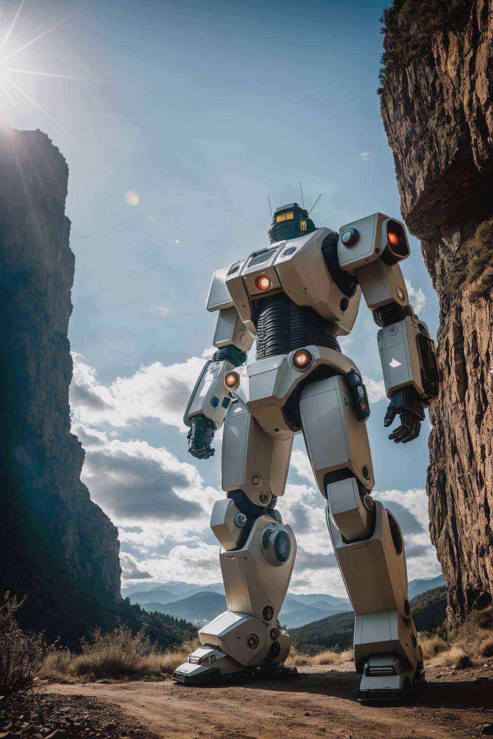 sci-fi, photo of big robot, natural lighting, 8k uhd, high quality, film grain, Fujifilm XT3