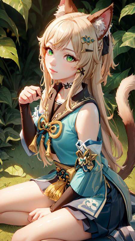 kirara /(genshin impact/),  1girl,  Sitting on Tensor.Art