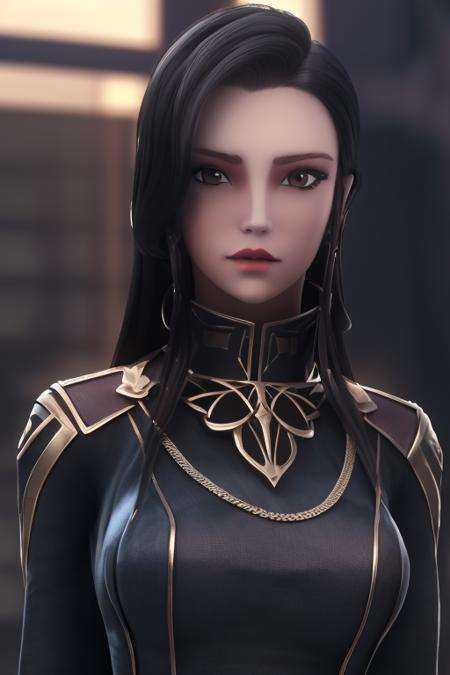 (8k, best quality, masterpiece:1.2),(detailed eyes), \(detailed facial features\), \(\(detailed clothes features\)\), upper  body,(large breasts, cleavage),(face focus),extremely detailed CG unity 8k wallpaper, huge filesize, ultra-detailed, highres, absurdres,beautiful eyes,ray tracing, dramatic shadows,fine detail,dramatic angle,high saturation,lens flare,(standing),soft light,Detailed skin texture, detailed clothing texture,looking at viewer,1girl, solo, <lora:SpiritCage_jingnan-000018:1>