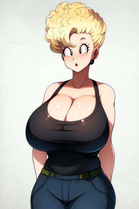 (8k, best quality, masterpiece:1.2),(detailed eyes), \(detailed facial features\), \(\(detailed clothes features\)\), upper  body,(large breasts, cleavage),(face focus),extremely detailed CG unity 8k wallpaper, huge filesize, ultra-detailed, highres, absurdres,beautiful eyes,ray tracing, dramatic shadows,fine detail,dramatic angle,high saturation,lens flare,(standing),soft light,Detailed skin texture, detailed clothing texture,looking at viewer,1woman,mature female, blonde hair,solo, <lora:dragonBall_Briefs-000018:1>
