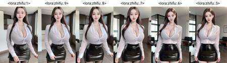 (8k, RAW photo, best quality, masterpiece:1.2), (realistic, photo-realistic:1.37),\(ulzzang-6500-v1.1\),\(detailed eyes\), \(detailed facial features\), \(\(detailed clothes features\)\), (full body),(large breasts),(face focus),extremely detailed CG unity 8k wallpaper, huge filesize, ultra-detailed, highres, absurdres,beautiful eyes,ray tracing, dramatic shadows,fine detail,dramatic angle,high saturation,lens flare,(standing),soft light,Detailed skin texture, detailed clothing texture,looking at viewer,1girl, solo,light blush,(smile face,happy),solo,  <lora:zhifu:1>Secretary_uniform,white_shirt, black_leather_skirt, black_stockings,<lora:koreandolllikenessV20_v20:0.5> <lora:taiwanDollLikeness_v10:0.3>,