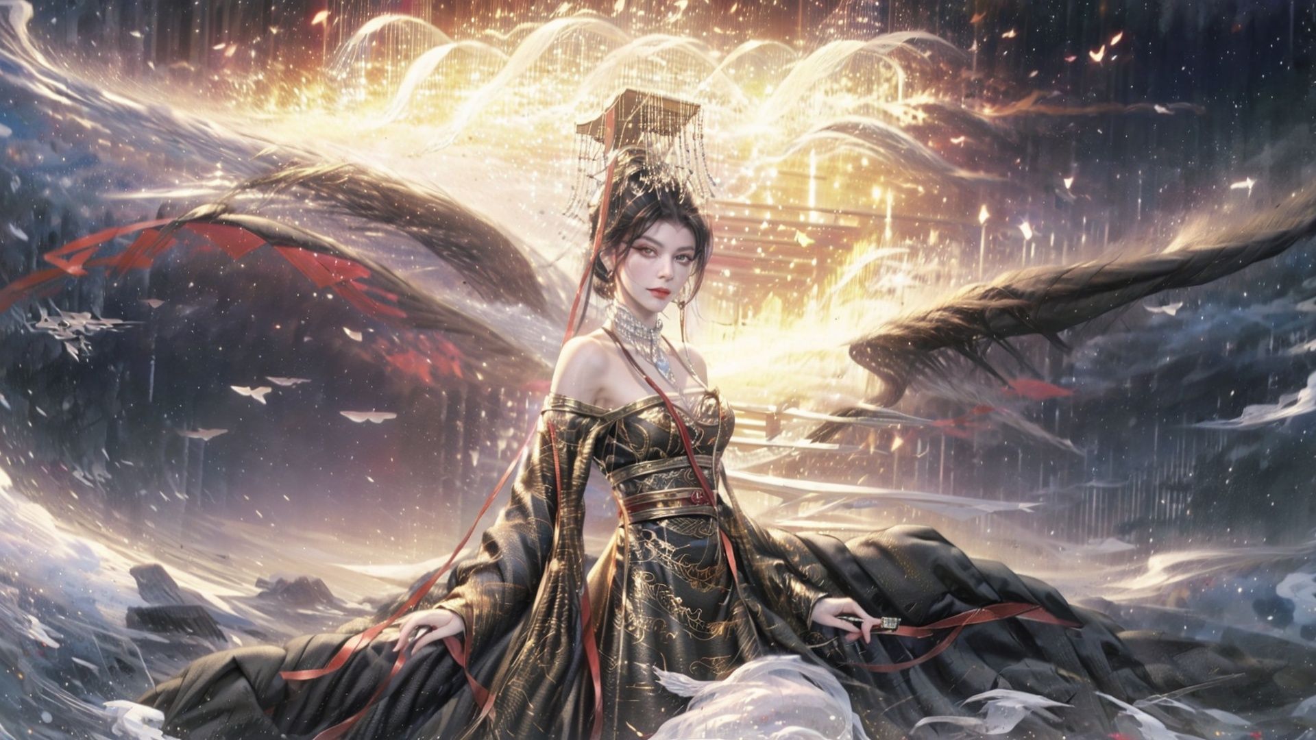 ((masterpiece)), ((best quality)), 8k, high detailed, ultra-detailed, A girl standing on the rooftop overlooking the city, rooftops, buildings, streets, city lights.
