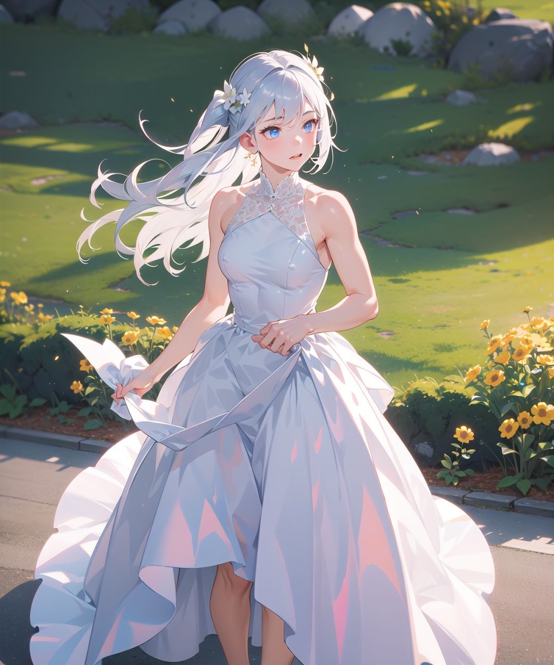 1girl,  white dress,  sunlight on Tensor.Art