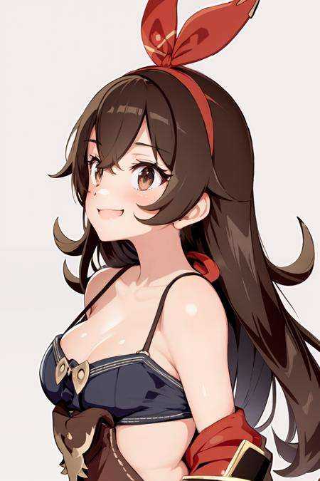 masterpiece, best quality,    <lora:amber:1>,smile, 1girl,amber \(genshin impact\), brown hair,<lora:style04:1>,shiny skin, 
