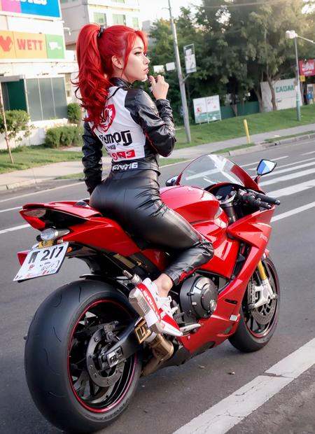 far shot,  (a woman in a racing outfit),  wearing a diamond necklace on Tensor.Art