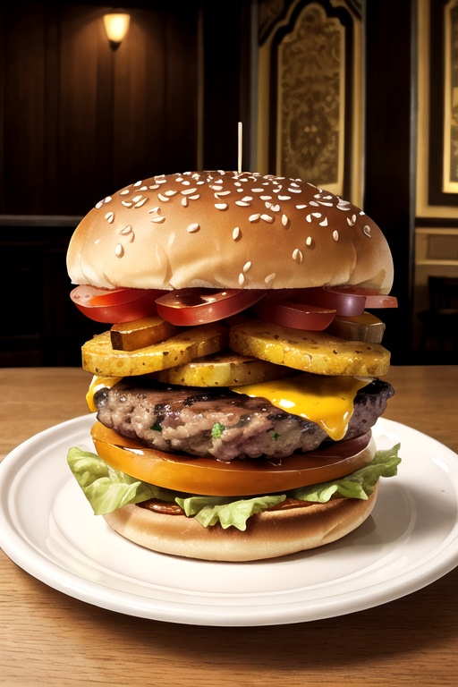 burger,  plate,  beautiful on Tensor.Art