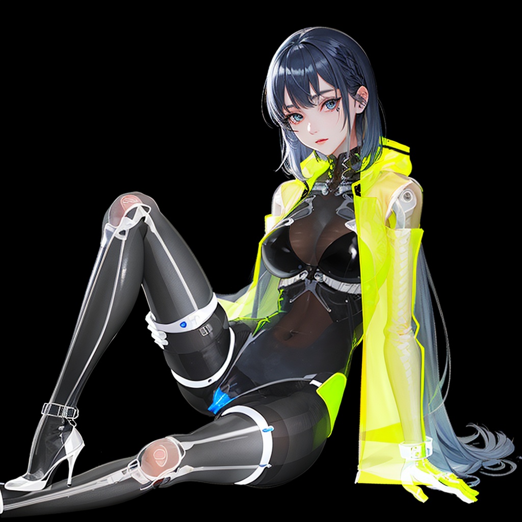 1girl, lively long blue hair,(see through fluorescent graffiti coat:1.3) , <lora:xray girl_v1008:0.7>, sitting on the railing, overlooking the night view of the city,deepth of field,see through ，xray girl,xray bones arms an leg,(lively face),, (((masterpiece,best quality))),((good structure,Good composition,good atomy)), ((clear, original,beautiful)),