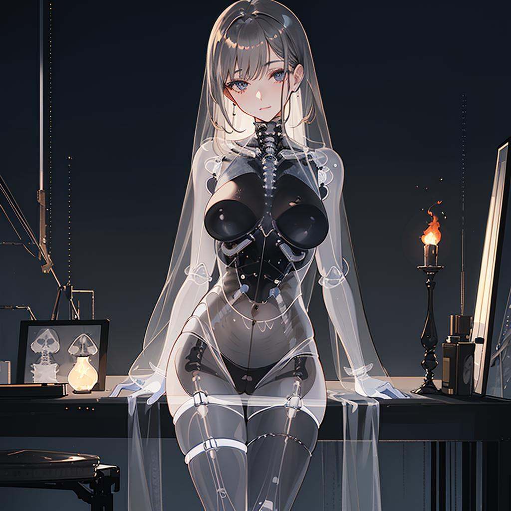 1girl, xray girl,looking at viewer,long hair, see through dress,Mechanical, Flame, <lora:xray girl_20230711100623-000008:0.8>，, (((masterpiece,best quality))),((good structure，Good composition,good atomy)), ((clear, original,beautiful)), Intelligent repair,Intelligent AI,