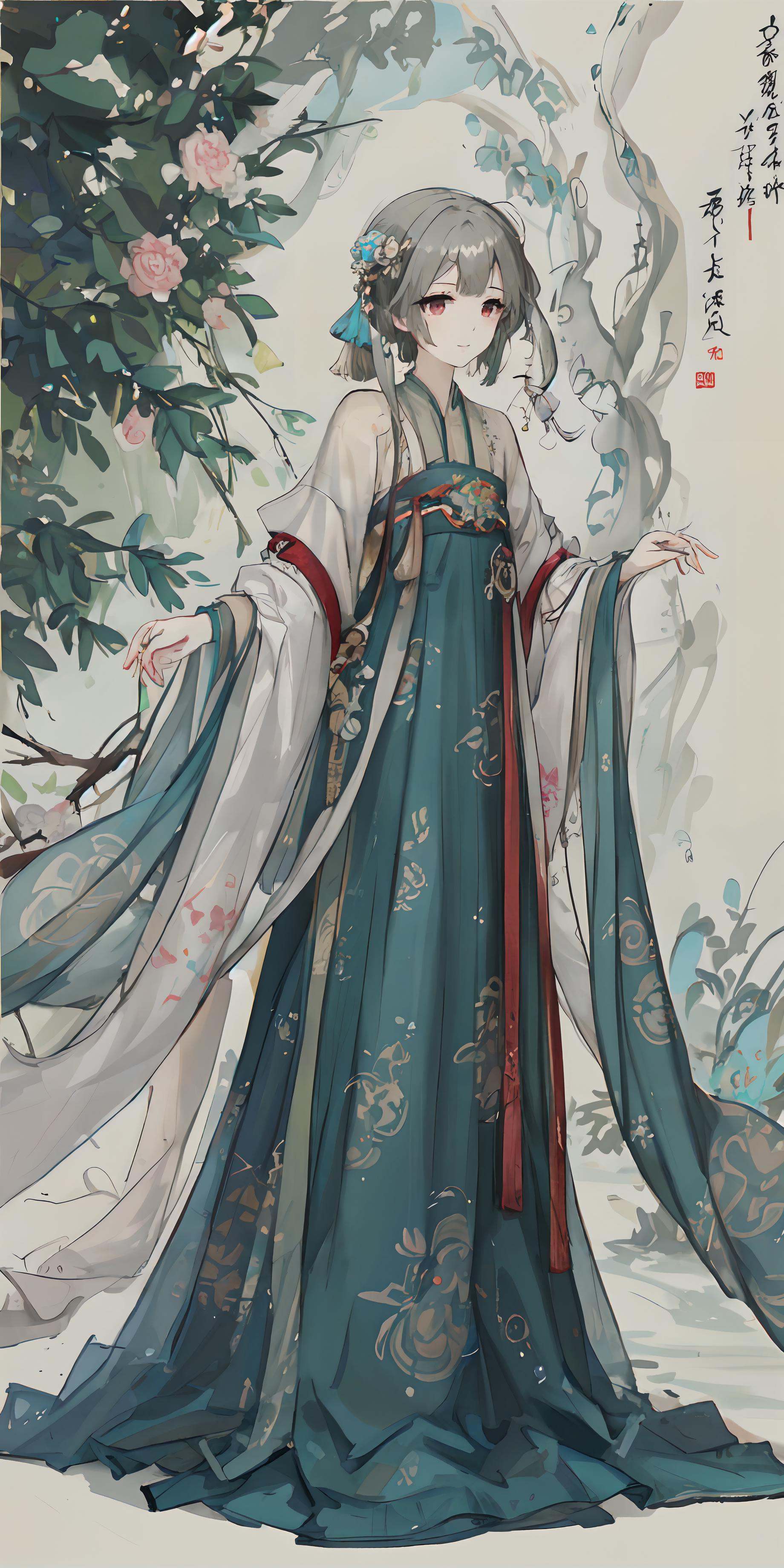 (hanfu),  (chinese clothes),  ((floral print)) on Tensor.Art