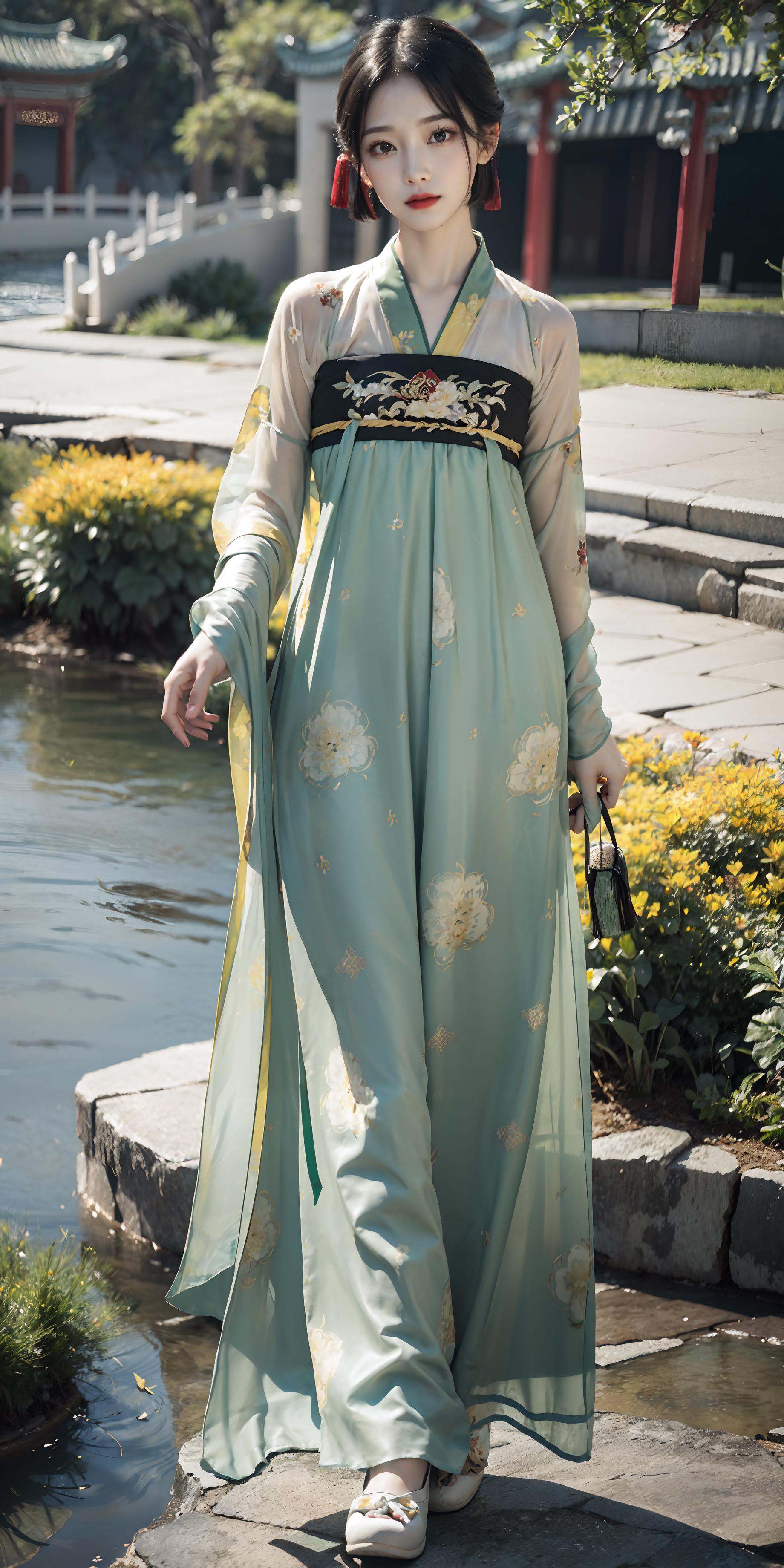 (hanfu),  (chinese clothes),  ((floral print)) on Tensor.Art