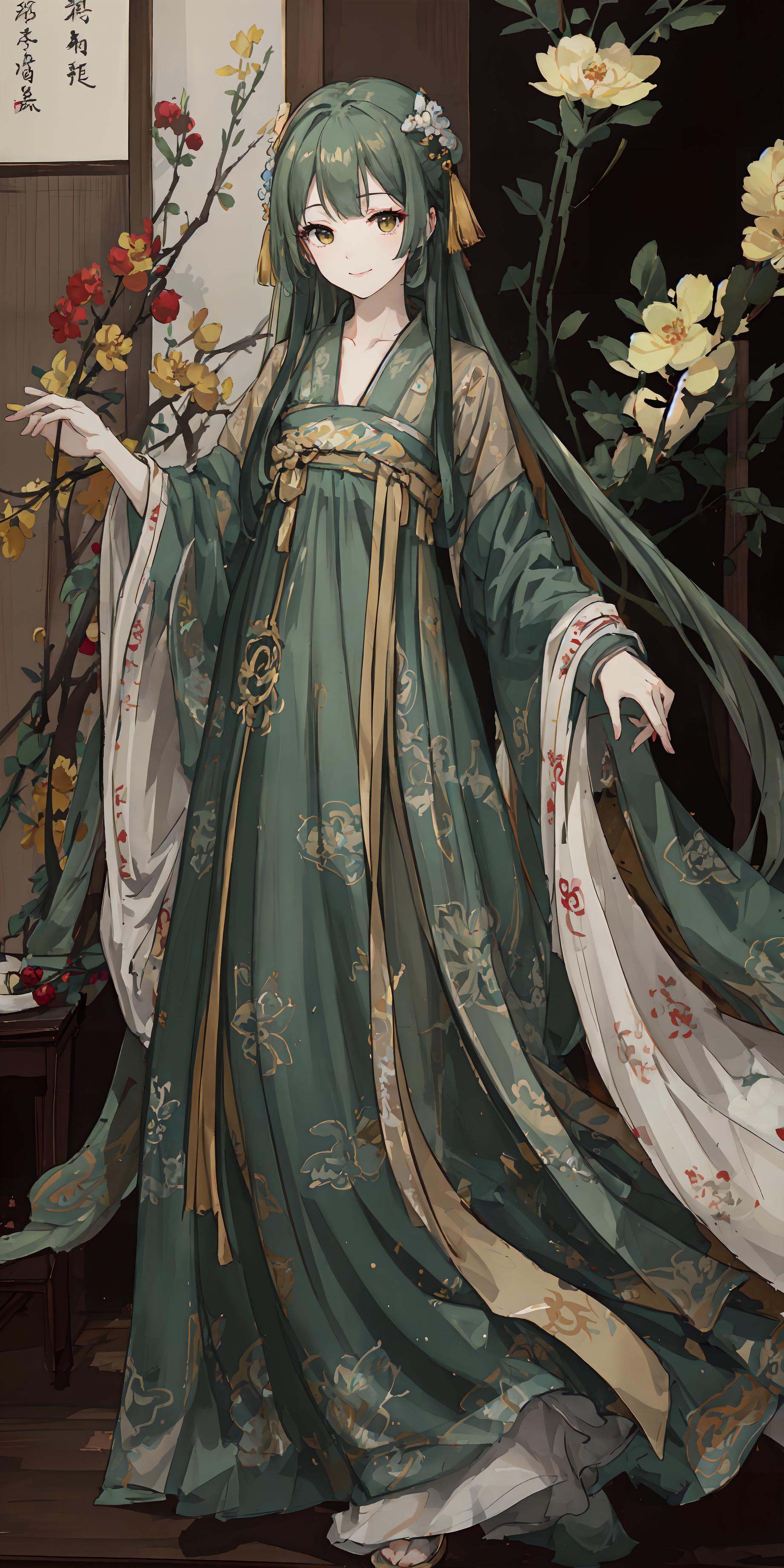 (hanfu),  (chinese clothes),  ((floral print)) on Tensor.Art