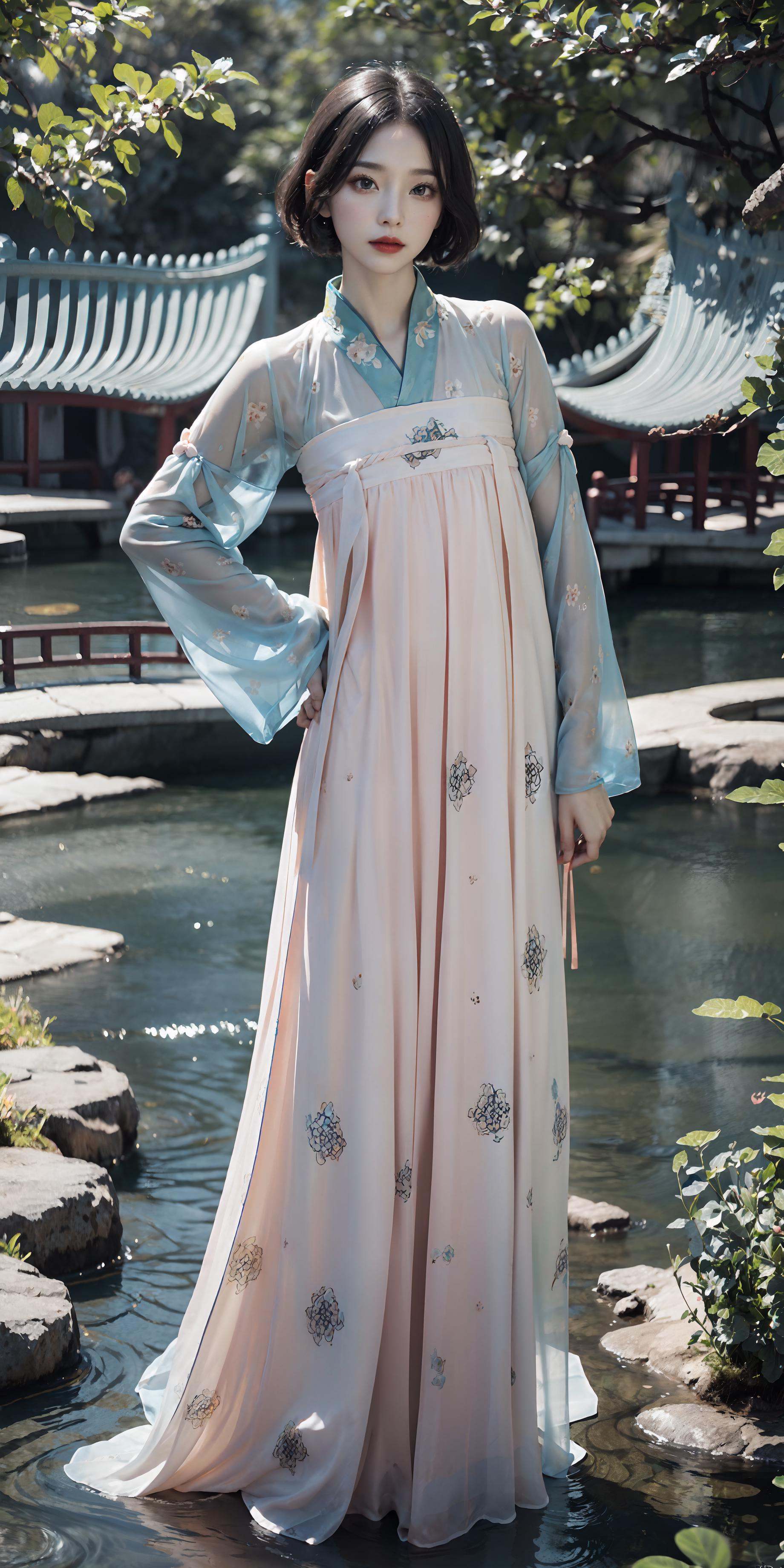 (hanfu),  (chinese clothes),  ((floral print)) on Tensor.Art