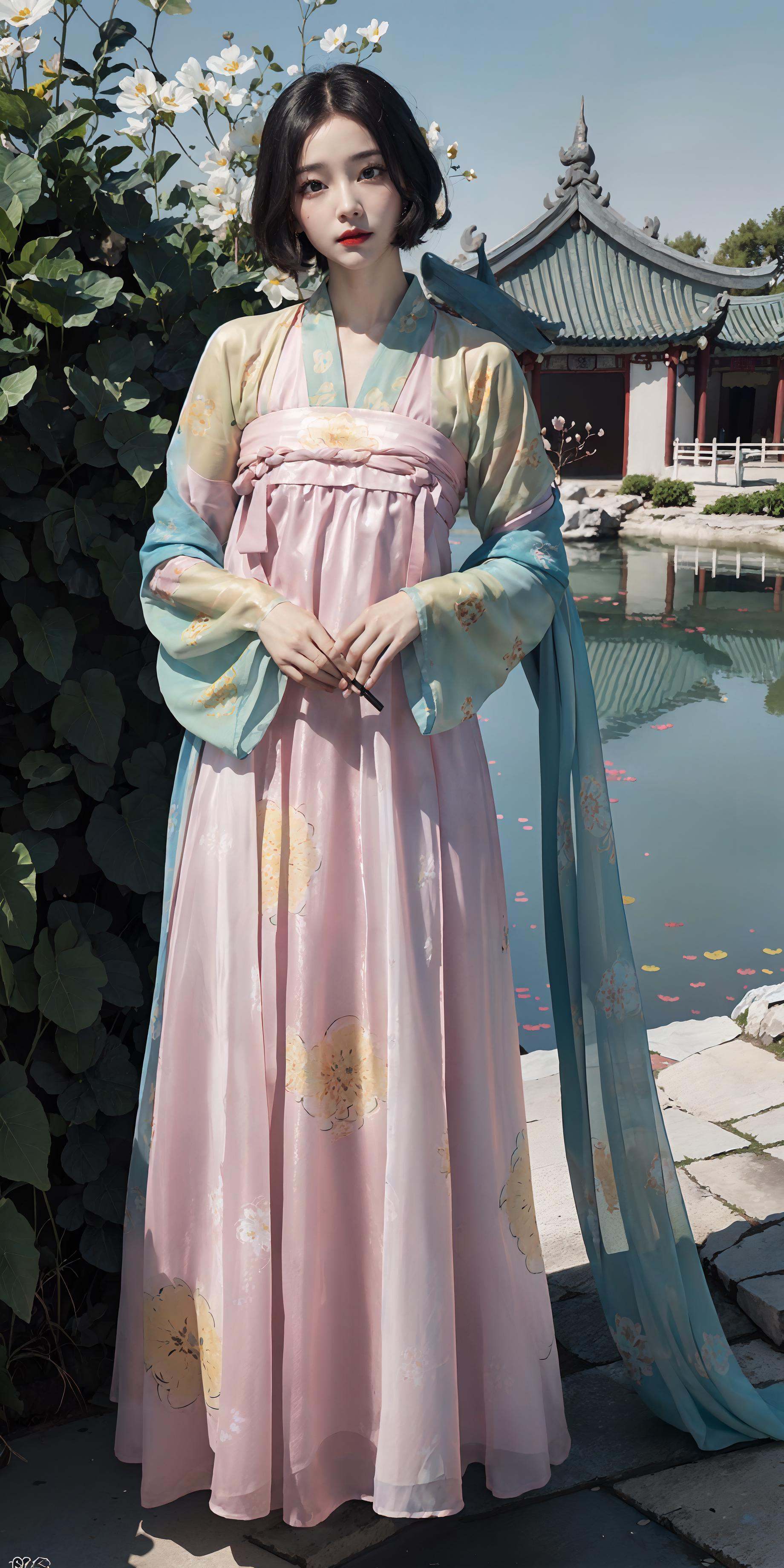 (hanfu),  (chinese clothes),  ((floral print)) on Tensor.Art