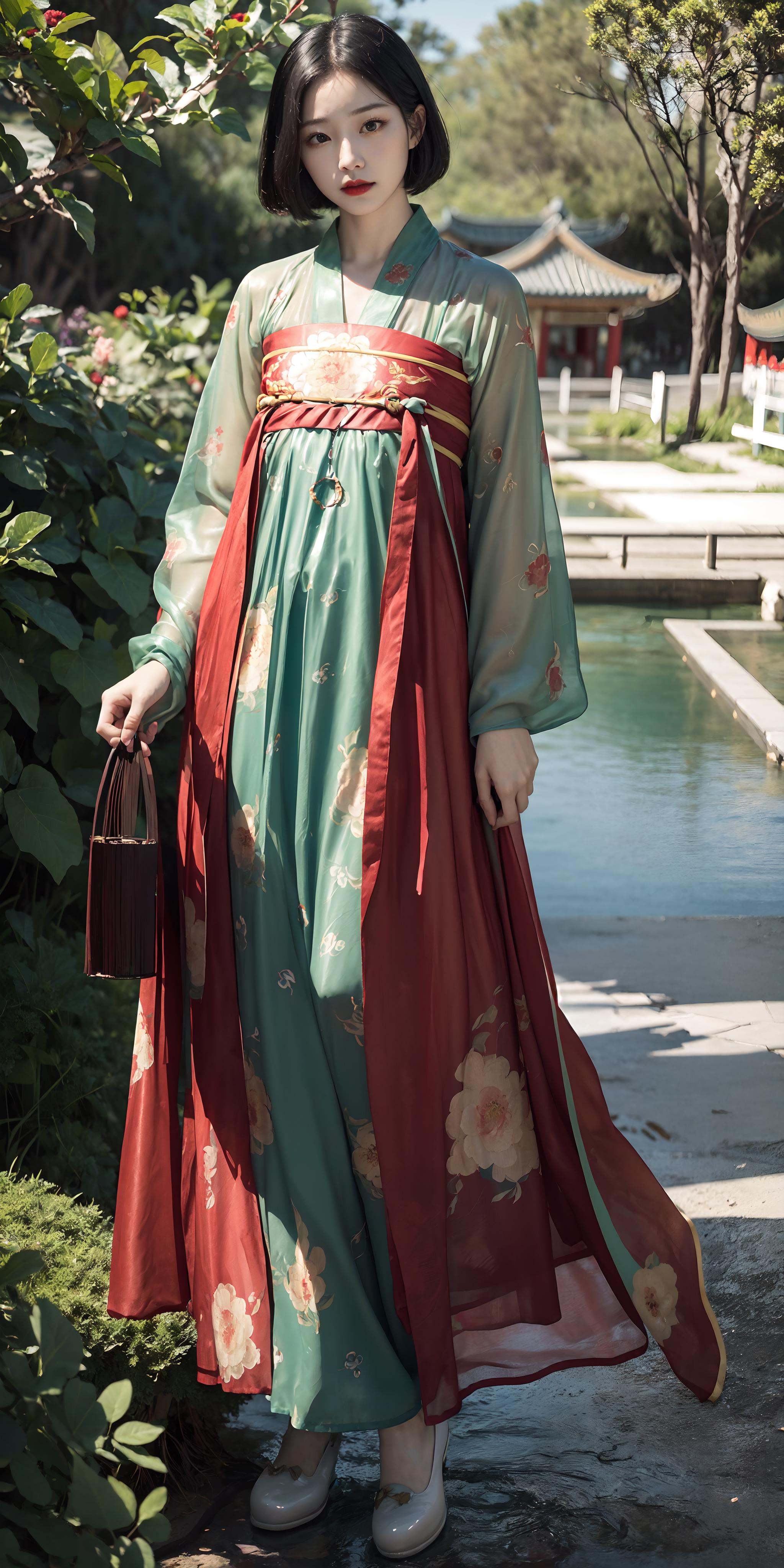 (hanfu),  (chinese clothes),  ((floral print)) on Tensor.Art