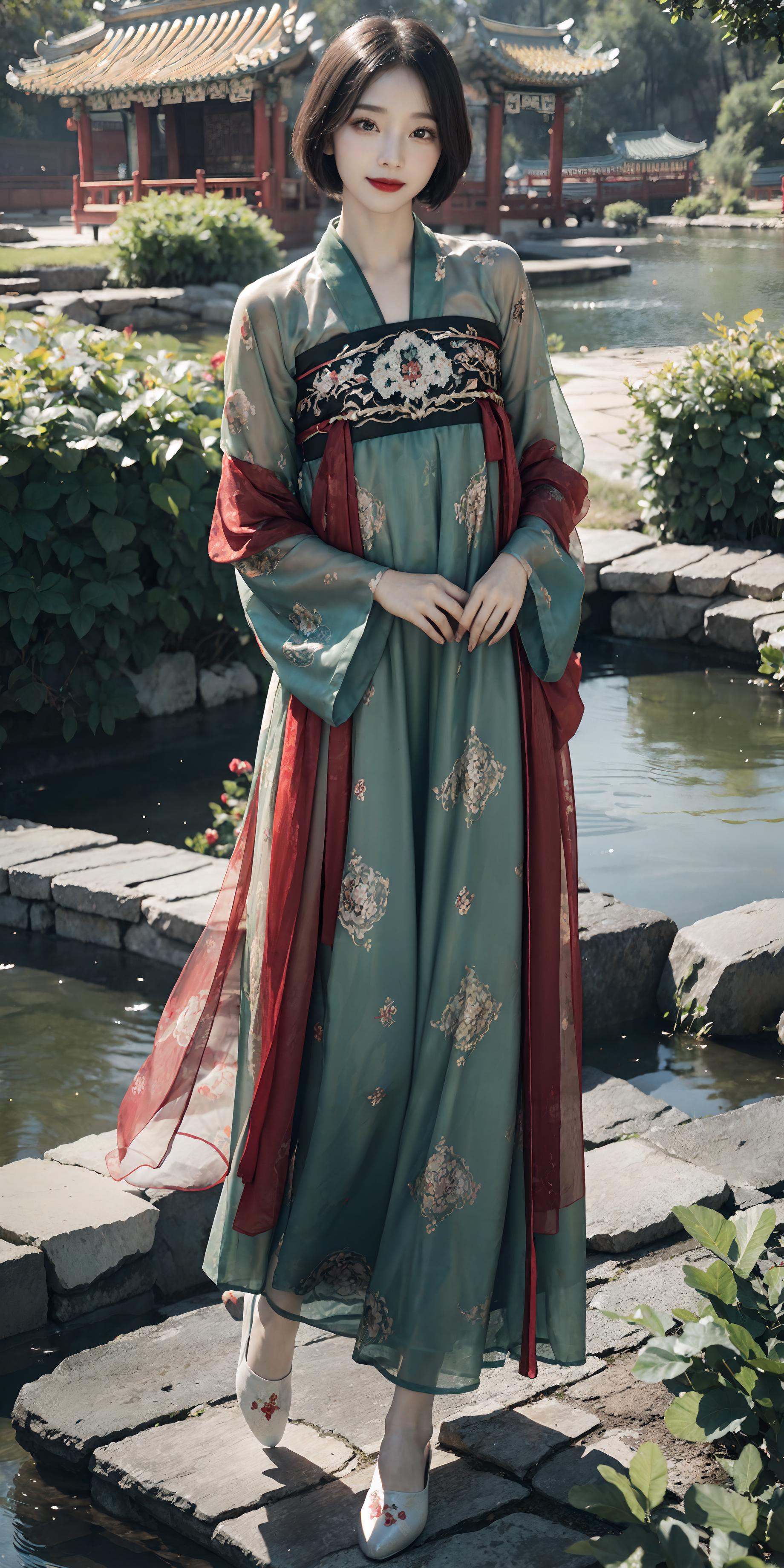 (hanfu),  (chinese clothes),  ((floral print)) on Tensor.Art