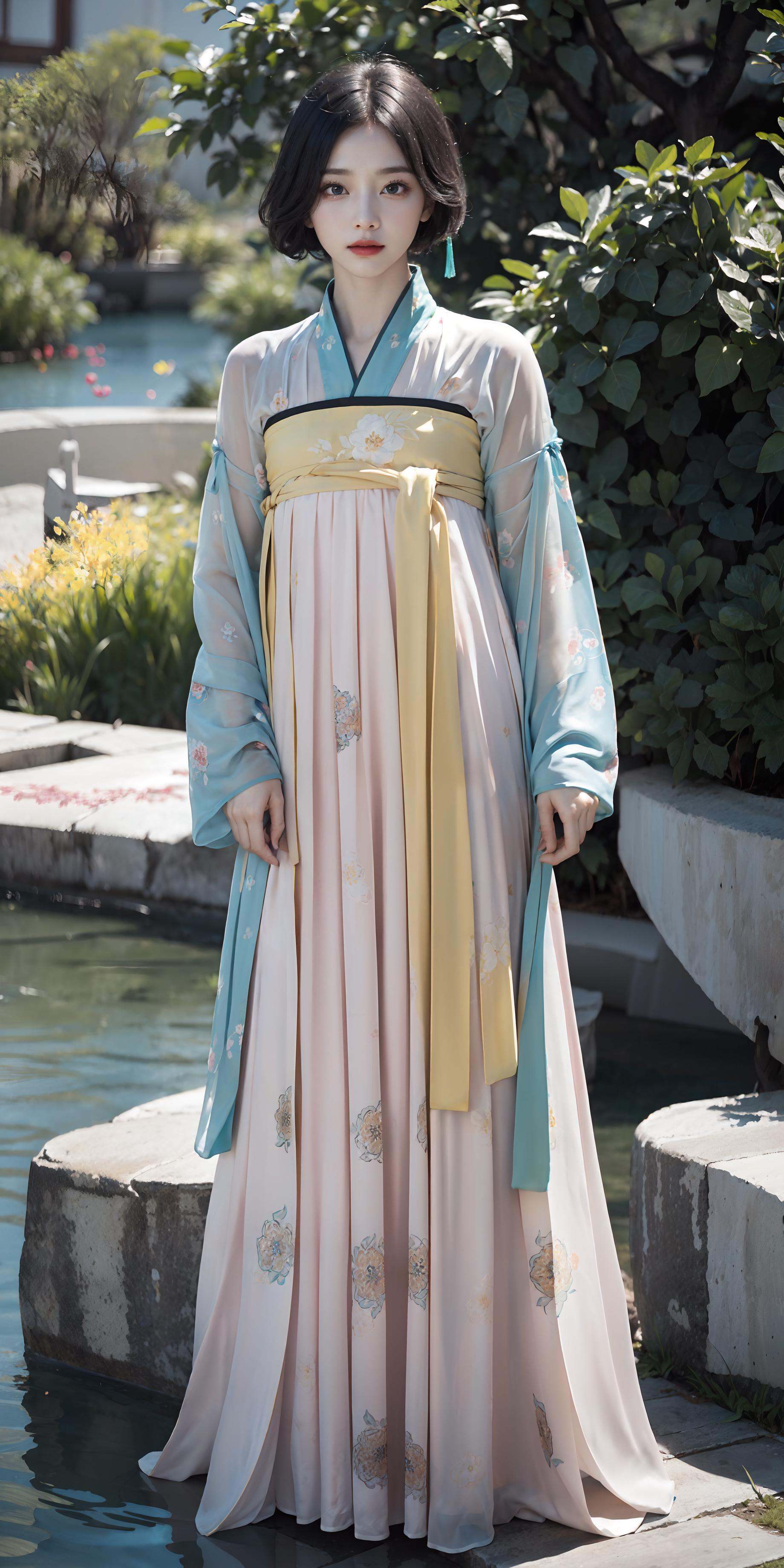 (hanfu),  (chinese clothes),  ((floral print)) on Tensor.Art