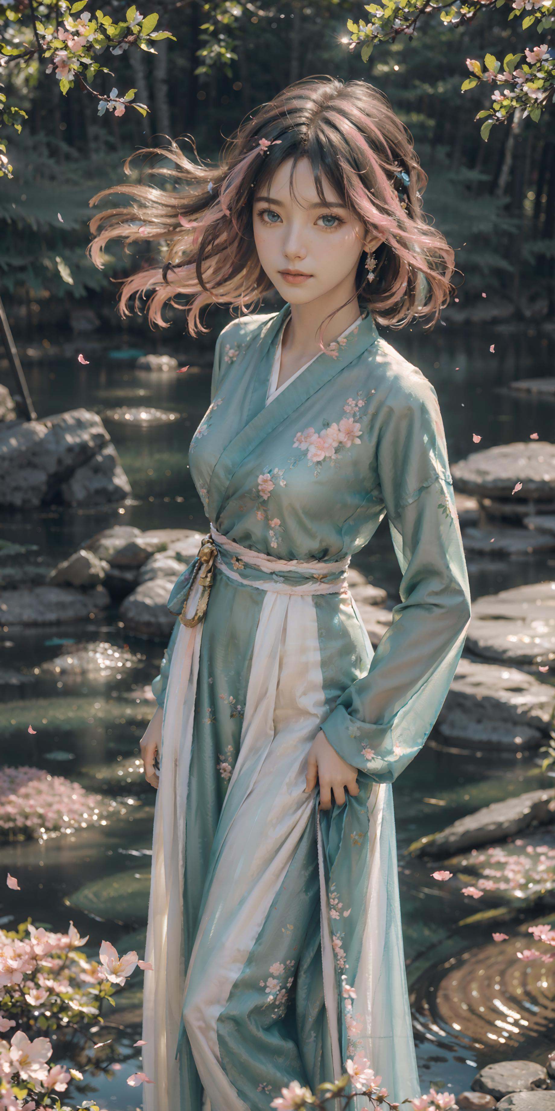 (hanfu),  (chinese clothes),  ((floral print)) on Tensor.Art