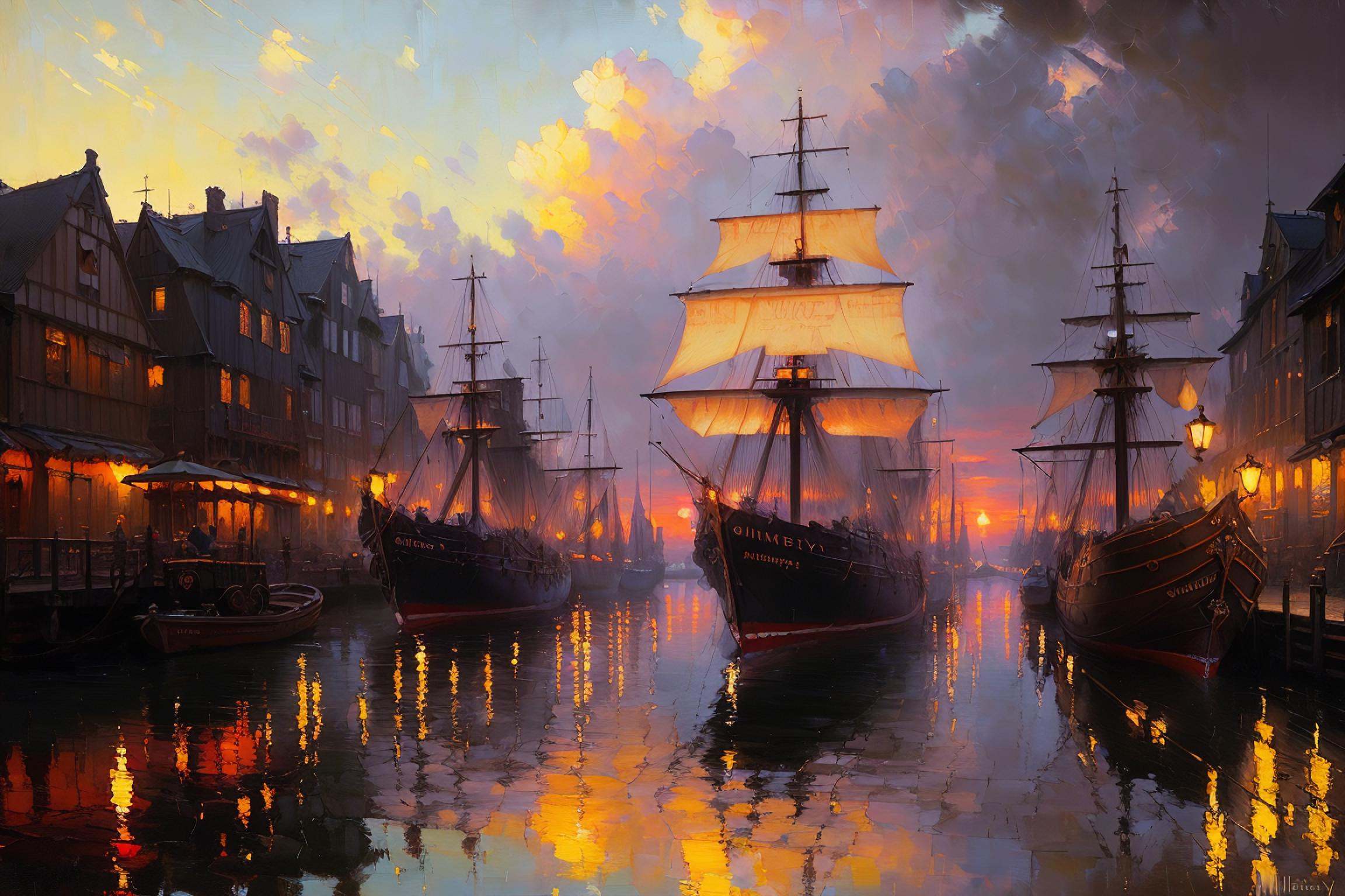 (extremely detailed CG unity 8k wallpaper),  ((full shot photo of the most beautiful artwork of a medieval dock & trading...