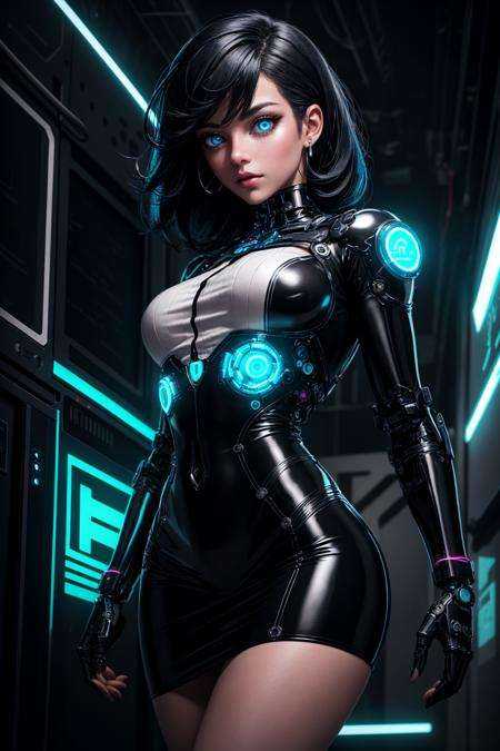 full body of cyborg lady,  cybernetic jaw,  mechanical parts on Tensor.Art