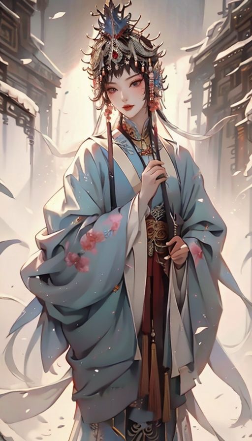 Masterpiece,bestquality,highdefinition,huadan,bestquality,masterpiece,highres, <lora:戏装Chinese Opera Costumes_v1.5:0.7> , <lora:huafeng2-000018:0.8>,hf_xy