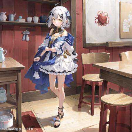 masterpiece, best quality, 1girl,(solo:1.3),standing,official art, simple background, close-up,looking at viewer, Fuji,short hair,silver hair,white hair,yellow eyes,