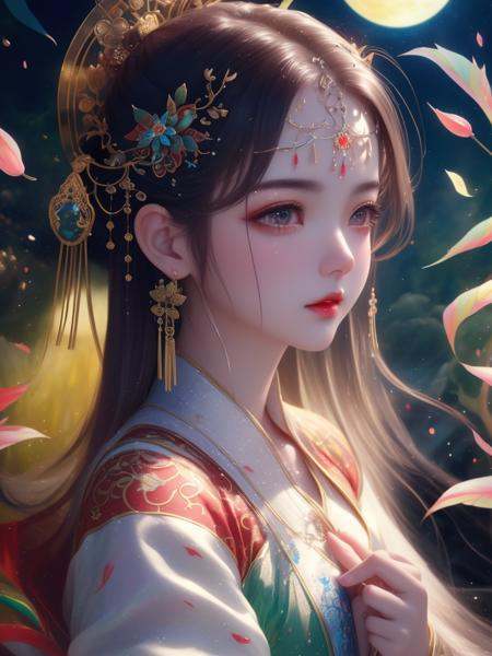 dramatic angle,(fluttered detailed color splashs), (illustration),(((1 girl))),(long hair),(rain:0.9),(hair ornament:1.4),there is an ancient palace beside the girl,chinese clothes,(focus on), color Ink wash painting,(color splashing),colorful splashing,(((colorful))),(sketch:0.8), Masterpiece,best quality, beautifully painted,highly detailed,(denoising:0.6),[splash ink],((ink refraction)), (beautiful detailed sky),moon,highly,detaild,(masterpiece, best quality, extremely detailed CG unity 8k wallpaper,masterpiece, best quality, ultra-detailed),(Lycoris radiata)<lora:Dream:0.6>