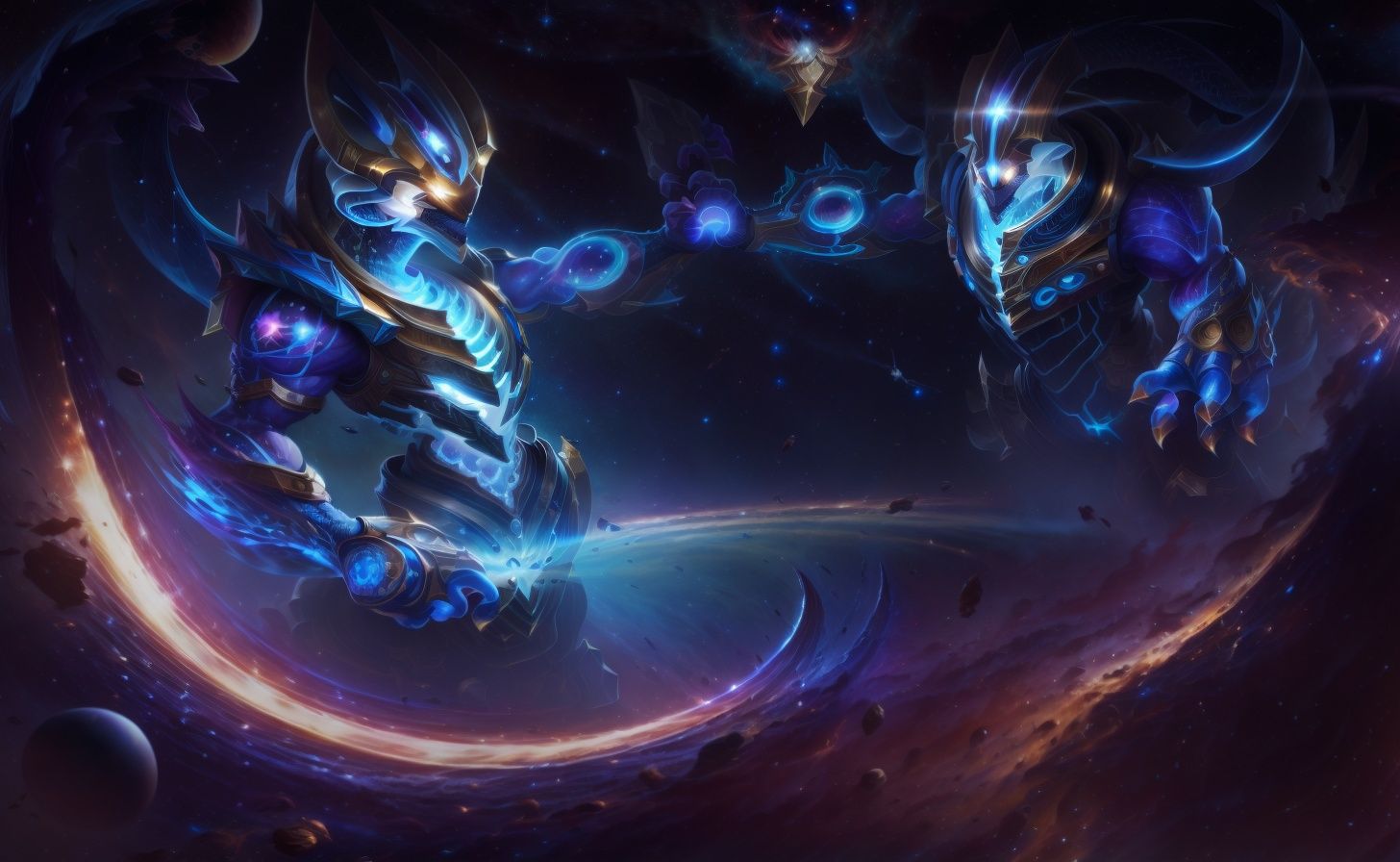 masterpiece,best quality,8k,insane details,intricate details,hyperdetailed,hyper quality,high detail,ultra detailed,(1 Girl:1.6),[White AND blue|yellow] hair,night,Starry sky,universe,Scorpio,god,Protoss,solo,Look at the audience,Scene vision focuses on character hands,dragon,(full body:1.2),