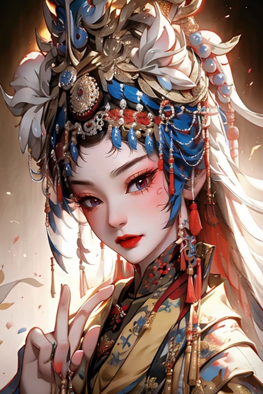 Masterpiece,bestquality,highdefinition,huadan,bestquality,masterpiece,highres, <lora:戏装Chinese Opera Costumes_v1.5:0.7> , hf_xy,   <lora:huafeng2-000016:1>